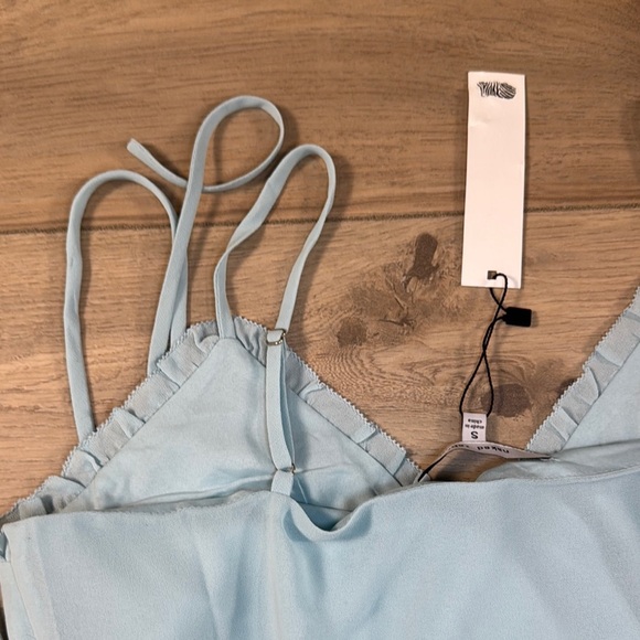 Naked Zebra Light Blue Ruffle Wrap Tank Dress NWT - Picture 12 of 13